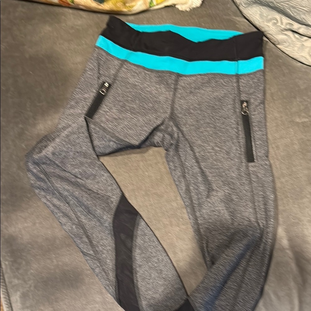 Lulu Lemon Gray and Blue Athletic Leggings